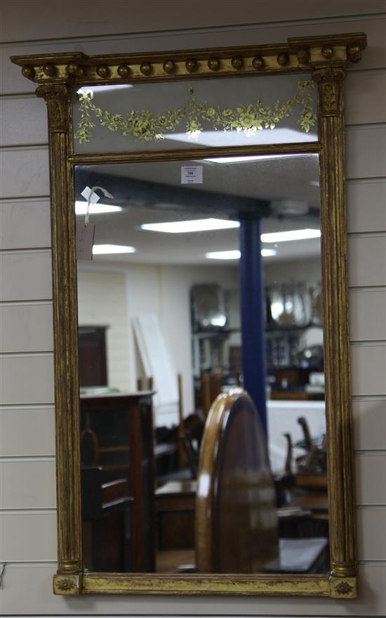 A Regency giltwood verre eglomise pier glass, W.2ft 2in.